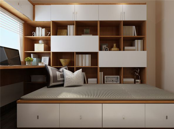 榻榻米白色書(shū)柜